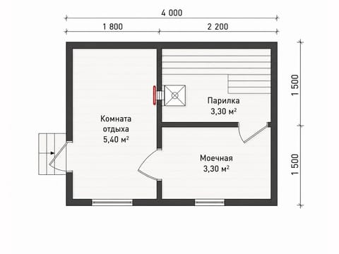 Баня 3×4 (вариант 2) — фото 2