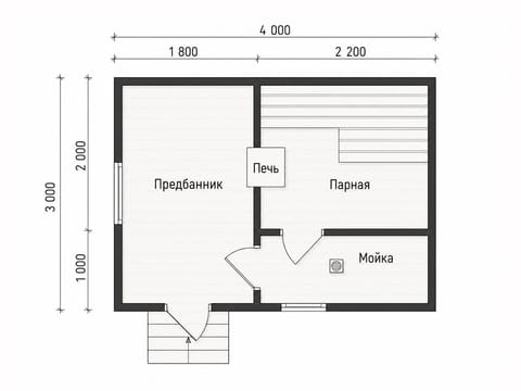 Баня 3×4 (вариант 1) — фото 2