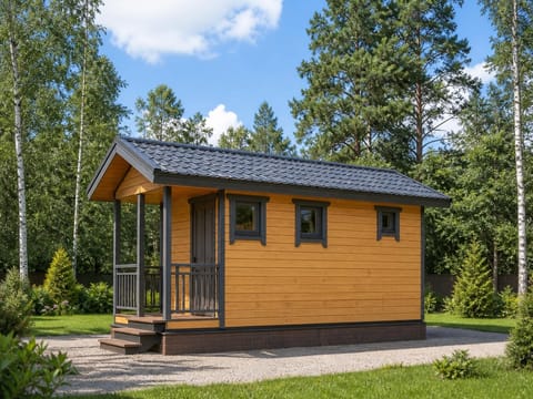 Мобильная баня 6×2,3 с террасой — Мобильная баня