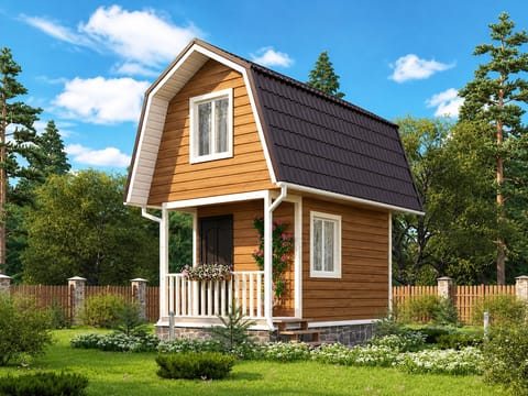 Дом 3×5 с мансардой и террасой — Каркасный дом